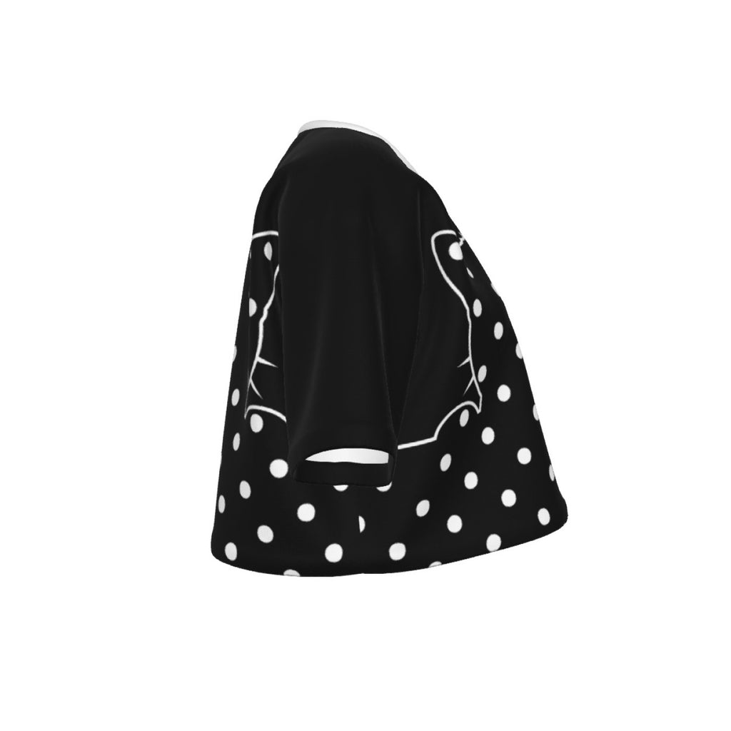 Cotton Black Cat Polka Dot Crop Top