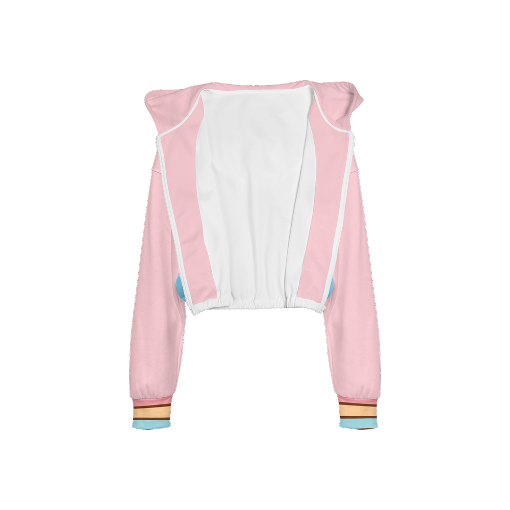 Happy Day Kawaii Cropped Full-Zip Hoodie-Super Heavy 375g