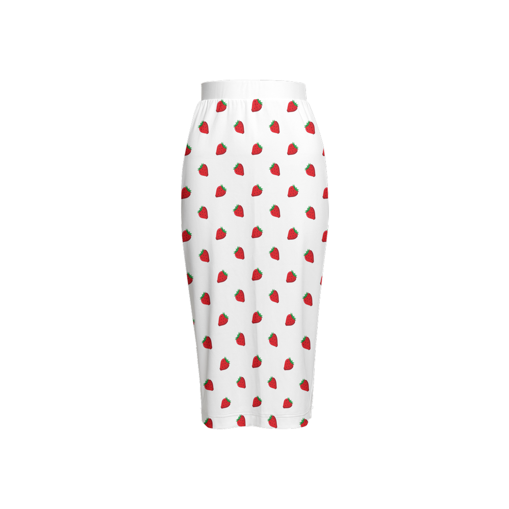 Kawaii Strawberry Back Split Pencil Skirt Knit