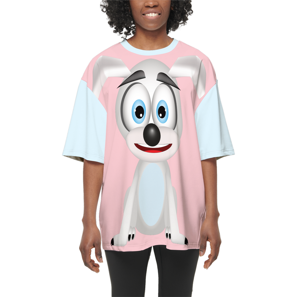 Kawaii Dog Women’s Oversized Short-Sleeve T-Shirt-Heavyweight 225g