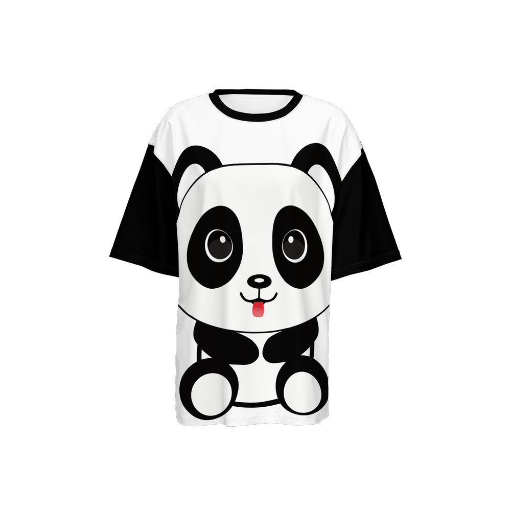 Kawaii Panda Women’s Oversized Short-Sleeve T-Shirt-Heavyweight 225g