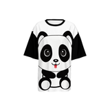 Kawaii Panda Women’s Oversized Short-Sleeve T-Shirt-Heavyweight 225g
