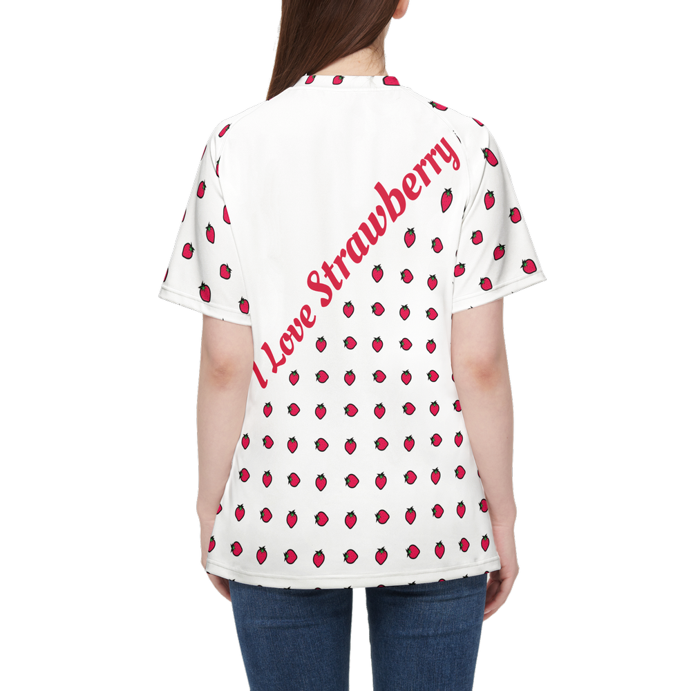 I Love Strawberry Women’s Athletic Jersey-Heavyweight 225g
