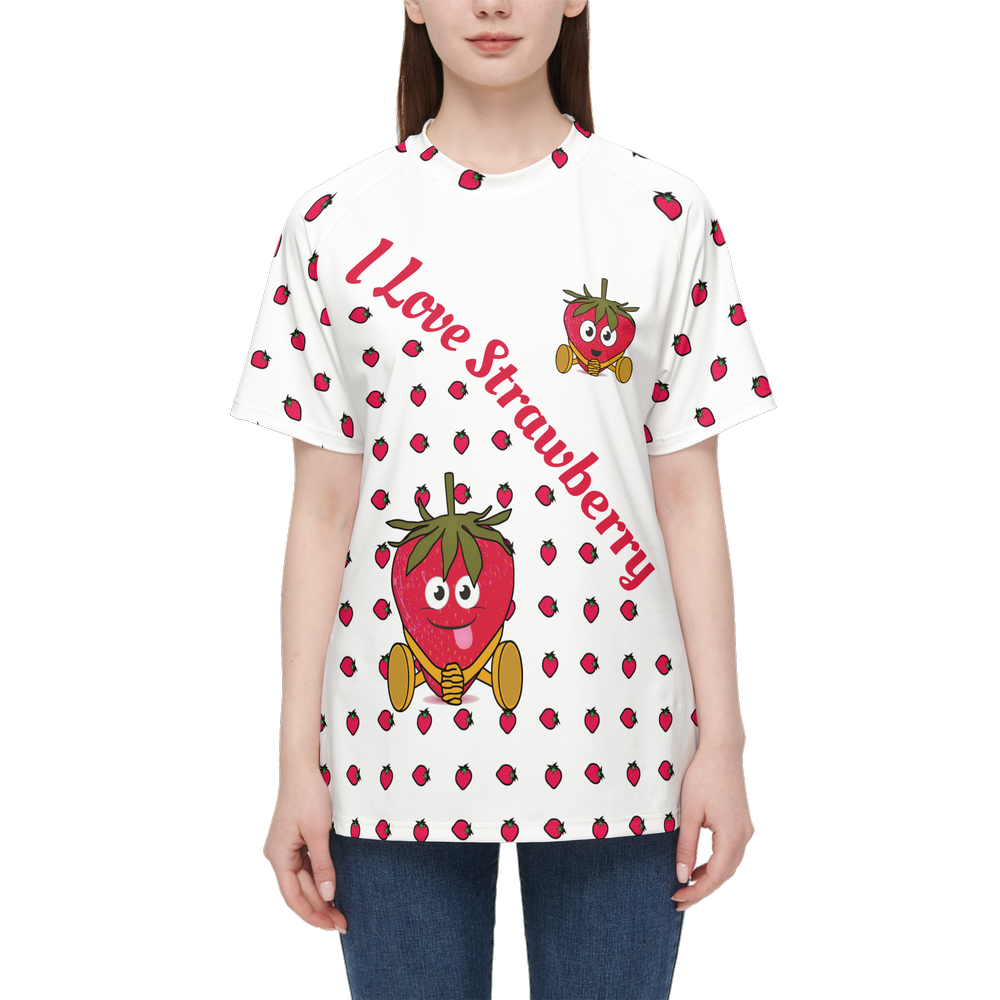 I Love Strawberry Women’s Athletic Jersey-Heavyweight 225g