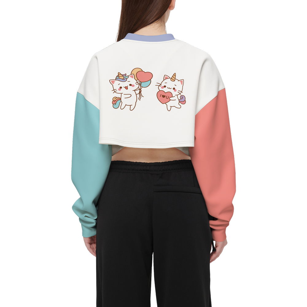Kawaii Cats Cropped Crewneck Sweatshirt