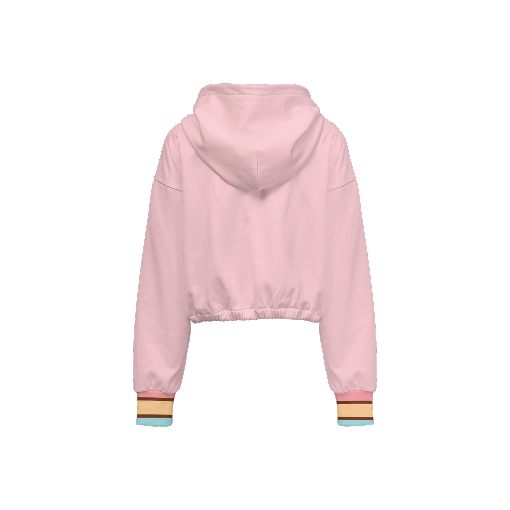 Happy Day Kawaii Cropped Full-Zip Hoodie-Super Heavy 375g