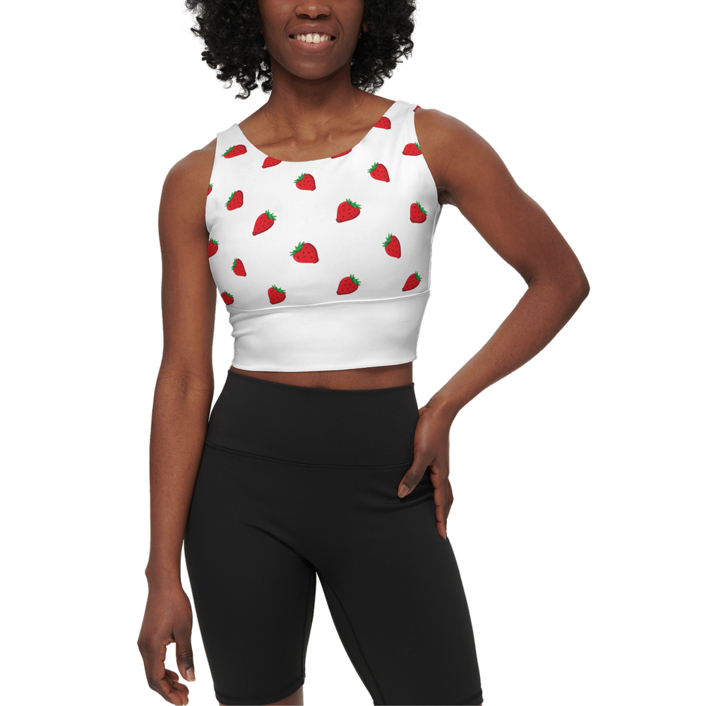 Kawaii Strawberry V-Shape-Back Sports Bra-Butter Soft Texture