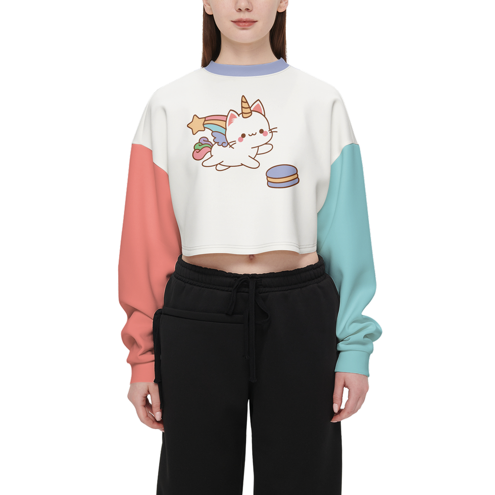 Kawaii Cats Cropped Crewneck Sweatshirt