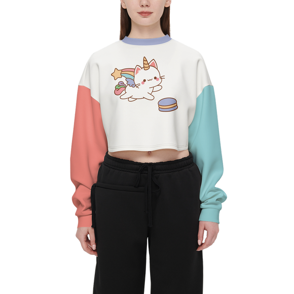 Kawaii Cats Cropped Crewneck Sweatshirt