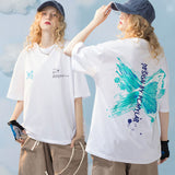 Purple Butterfly Print T-shirt
