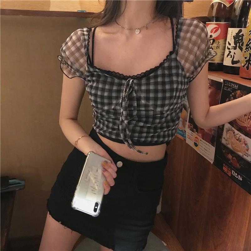 Summer Plaid Crop Tshirts