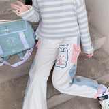 Kawaii Fashion Cargo Pants Pink Bunny