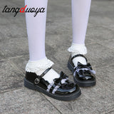 Sweet Lolita Shoes women Lace & Bow detail Black/White/Pink