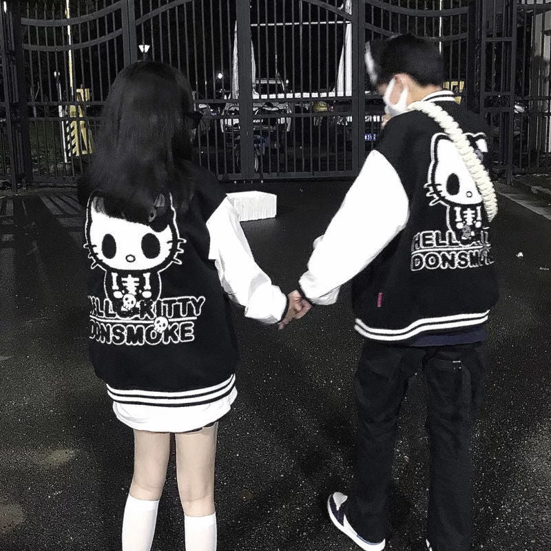 Kitty Black & White College Jacket