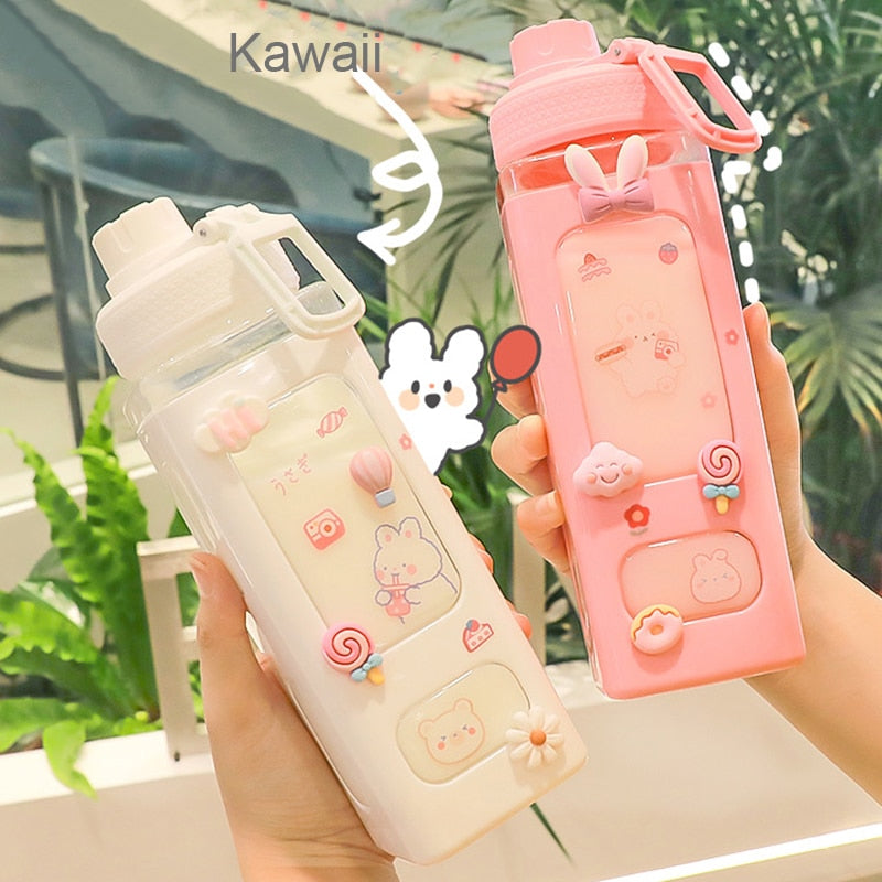 Kawaii Bear Pastel Water Bottle With 3D Sticker 700ml/900ml