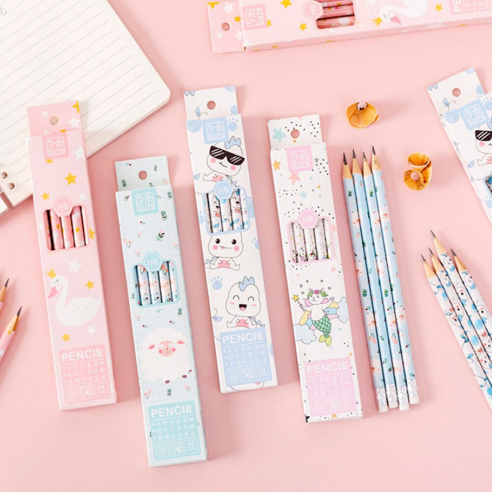 10 pcs/set Cute Cartoon Pencils with Earsers HB
