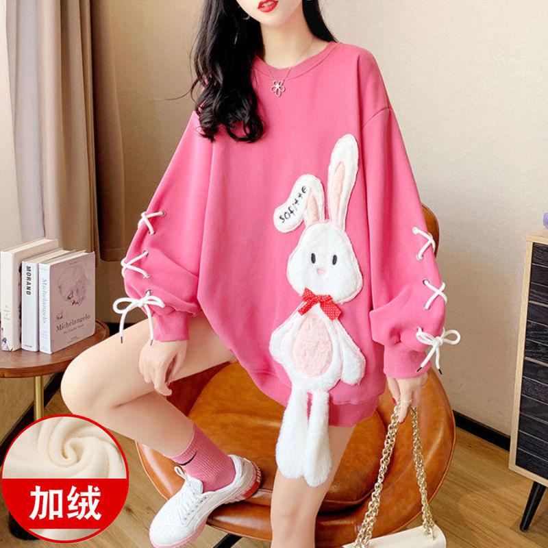 Cotton Winter Embroidery Rabbit Pullover