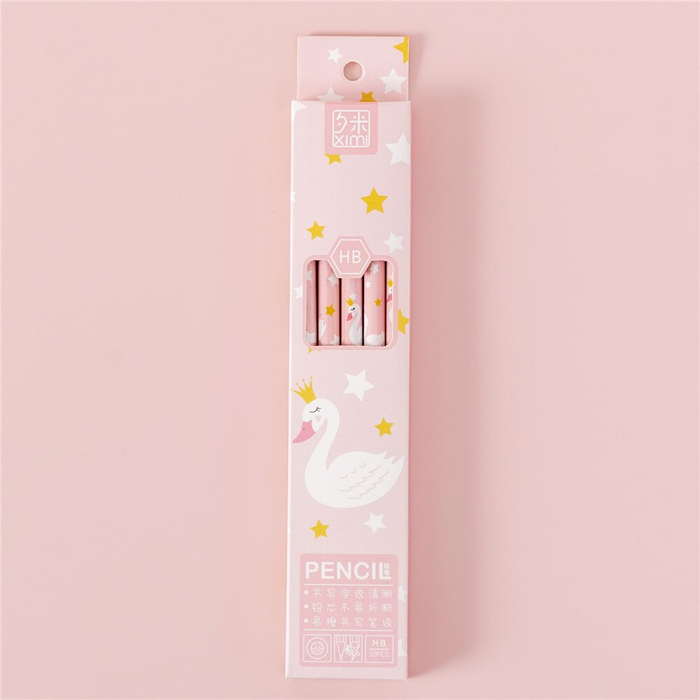 10 pcs/set Cute Cartoon Pencils with Earsers HB