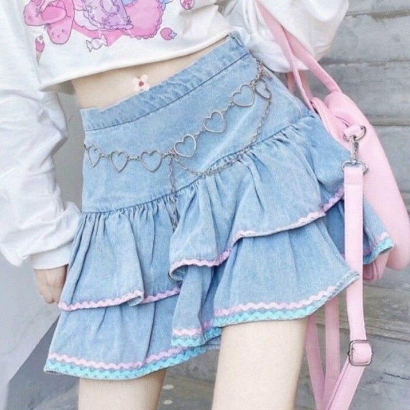 Sweet Lolita Style Mini Skirt With Pink Detail