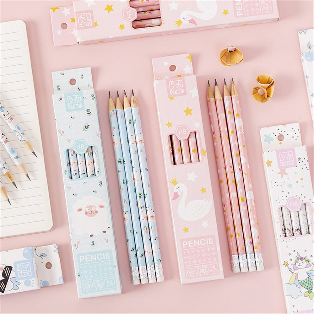 10 pcs/set Cute Cartoon Pencils with Earsers HB