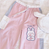 Kawaii Fashion Cargo Pants Pink Bunny