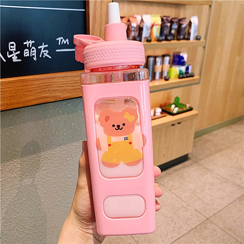 SunSunrise Drinking Bottle Cute Portable Plastic Milk Cartoon