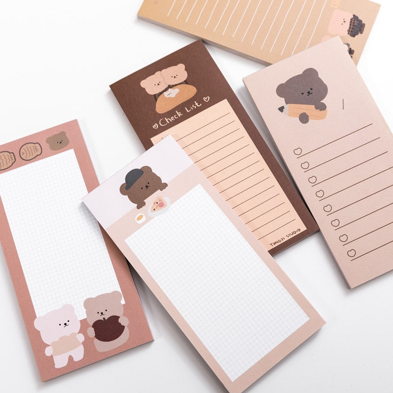 50 Sheets Cute Korean Biscuits Bear Memo Pad
