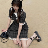 Kawaii Cute Dress Soft Vintage Grunge Plaid Sundress