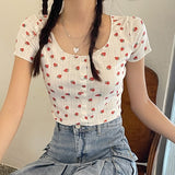 Summer Crop T Shirt Strawberry Print
