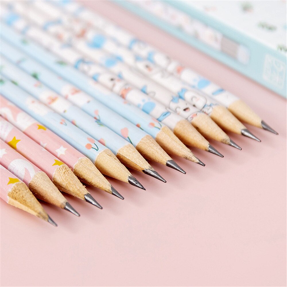 10 pcs/set Cute Cartoon Pencils with Earsers HB