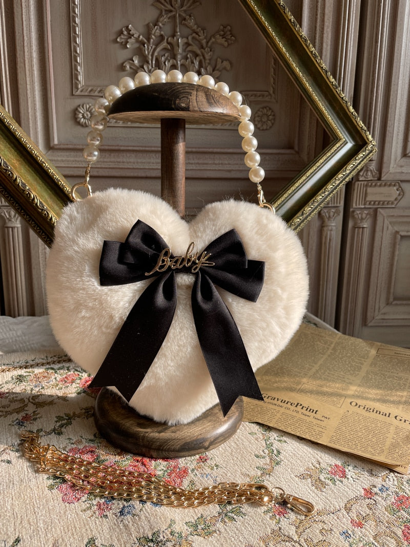 Lolita Love Heart Plush Hand-Carrying Bag