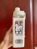 Kawaii Cartoon Plastic Water Bottle With Straw 700/900ml