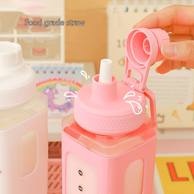 Kawaii Bear Pastel Water Bottle With 3D Sticker 700ml/900ml