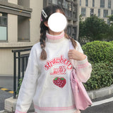 Cute Strawberry Embroidered Loose Sweater