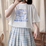 Cute Sweet Bear Letter Cotton T-shirt