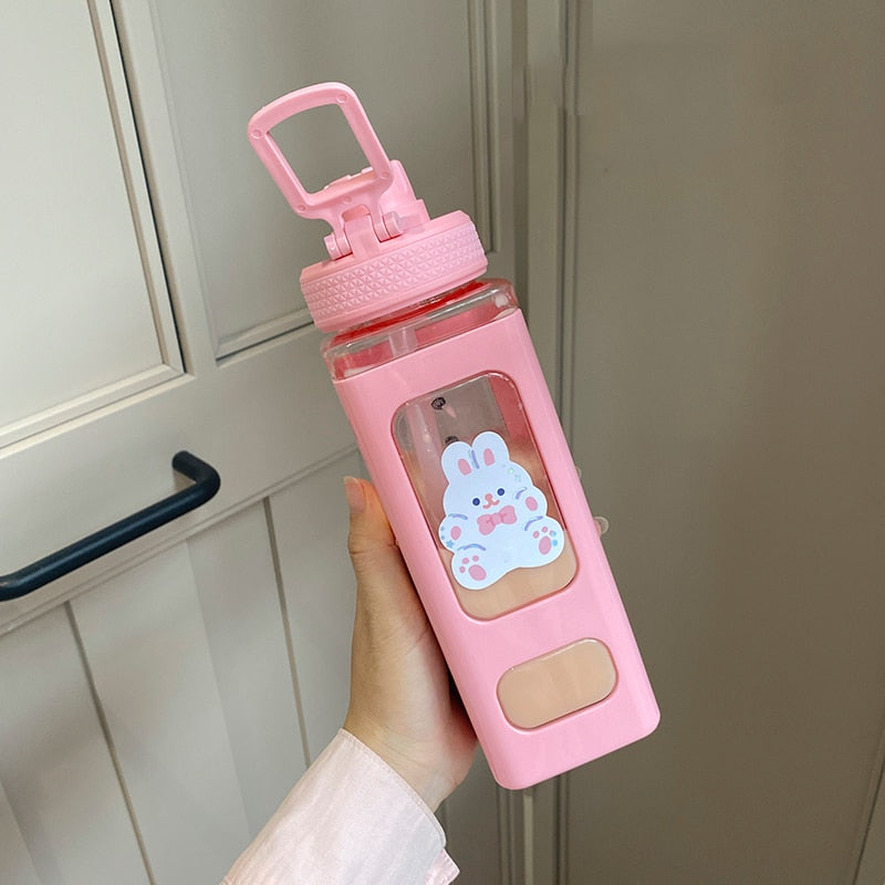 Water Bottles Kawaii Shaker Pastel With Straw 700ml900ml Plastic