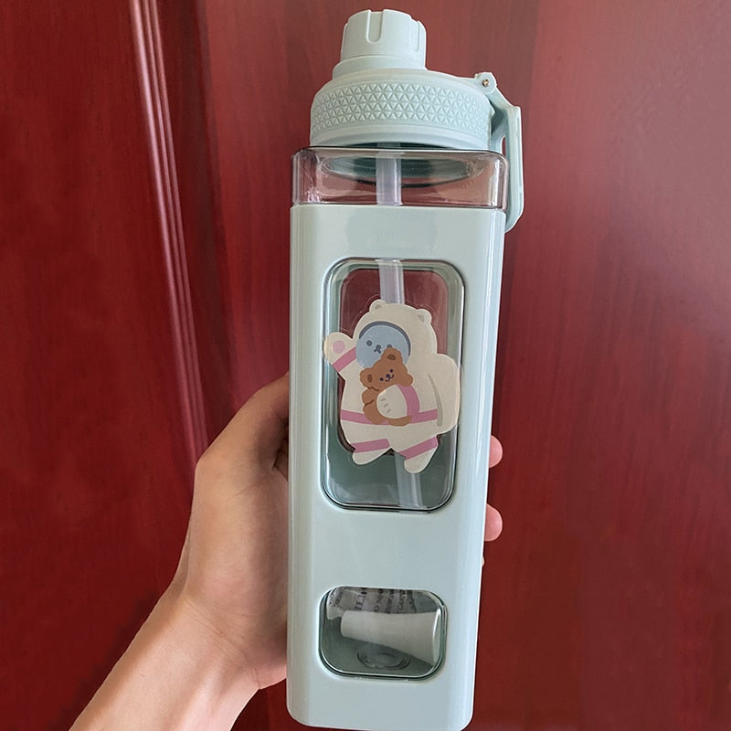 Kawaii Bear Pastel Water Bottle With 3D Sticker 700ml/900ml