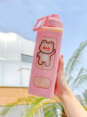 Kawaii Cartoon Plastic Water Bottle With Straw 700/900ml