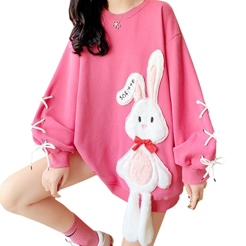 Cotton Winter Embroidery Rabbit Pullover