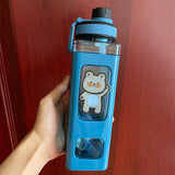 Kawaii Cartoon Plastic Water Bottle With Straw 700/900ml