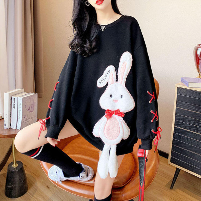 Cotton Winter Embroidery Rabbit Pullover