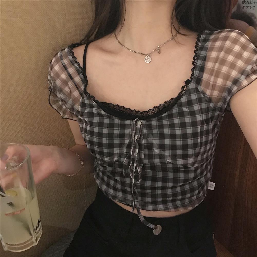 Summer Plaid Crop Tshirts