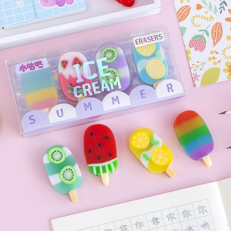4 pcs/set Summer Ice Cream Rubbers