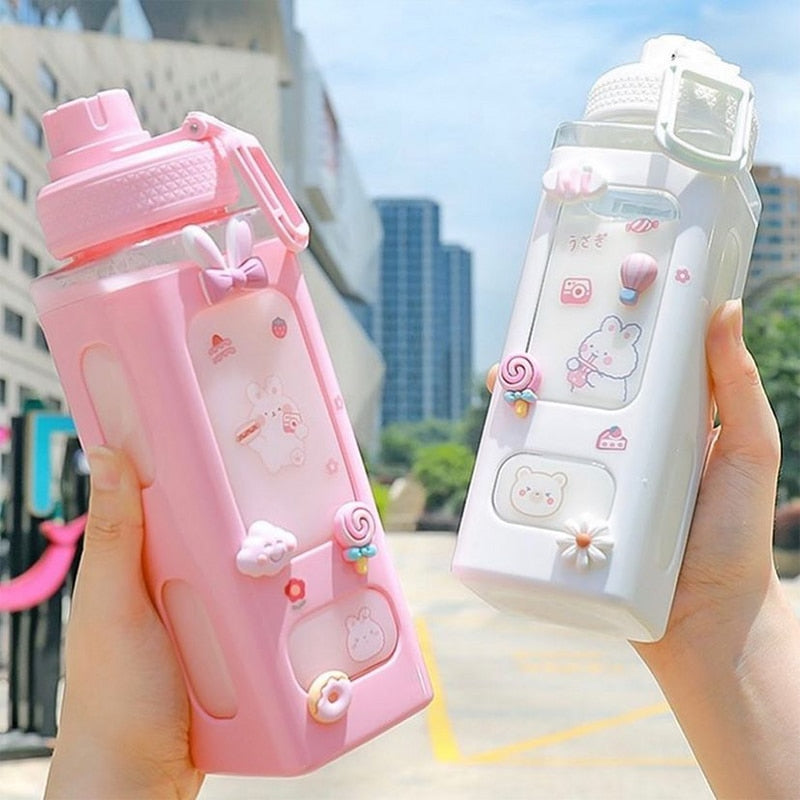 Kawaii Bear Pastel Water Bottle With 3D Sticker 700ml/900ml