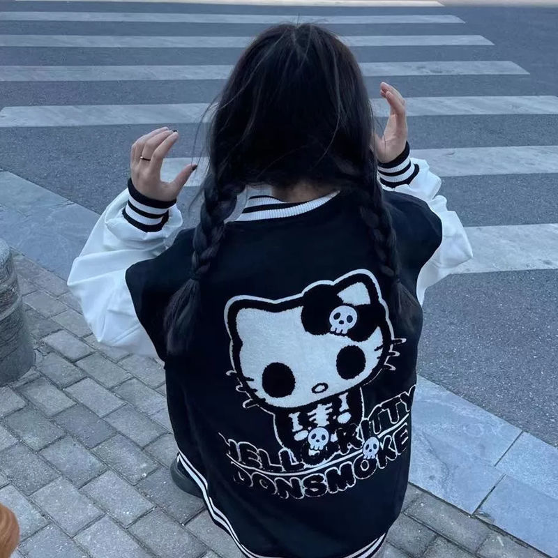 Kitty Black & White College Jacket