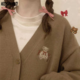 Vintage Y2k Loose Knitted Bear Cardigan