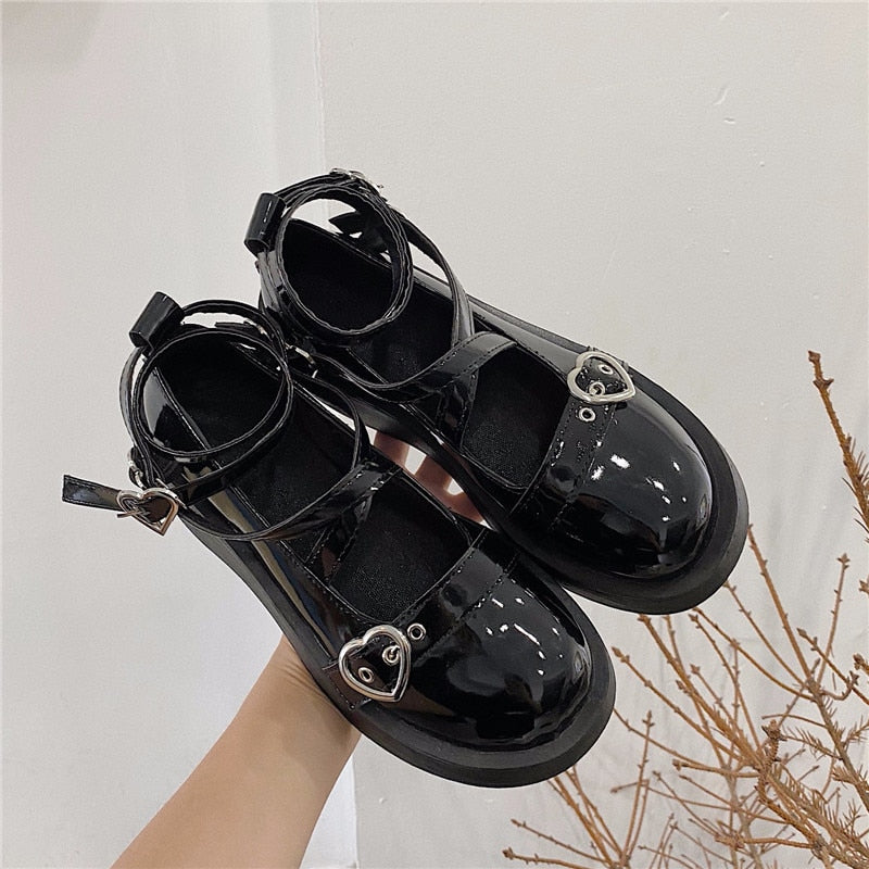 Lolita Star Buckle Strap Cross-tied Platform Shoes