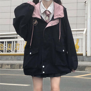 Kawaii Zipper Pink/Black Jacket