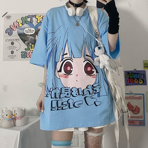 Kawaii Harajuku Anime T-shirt Blue