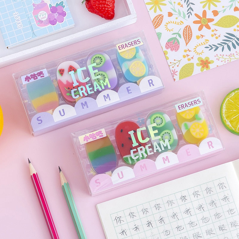 4 pcs/set Summer Ice Cream Rubbers